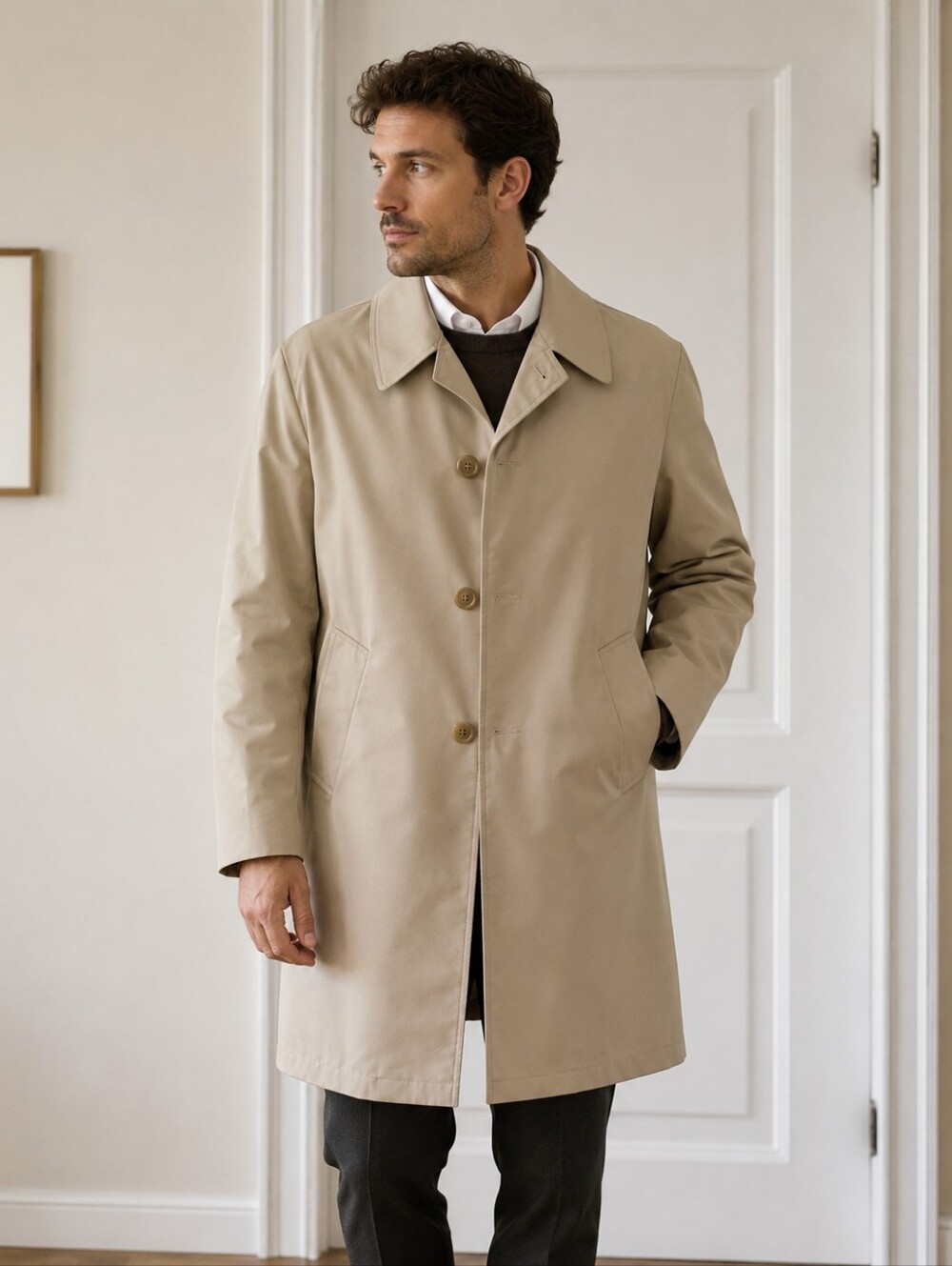 Vintage Aquascutum Aqua 5 Trench Coat, Men's, Beige, Size 36